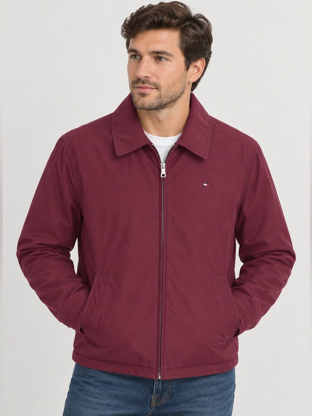 Tommy Hilfiger Men’s M/L Burgundy Quilted Jacket Full Zip 24x27